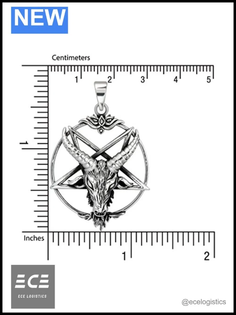Sterling Silver 925 Pentagram Pentacle Horned God Cernunnos Pendant